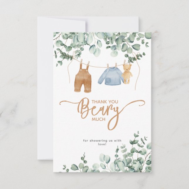 Grey eucalyptus Vi kan vänta tidigt på babyskor Tack Kort (Framsida)