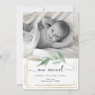 Grey faux guld fotot nyfödd bebis tack kort