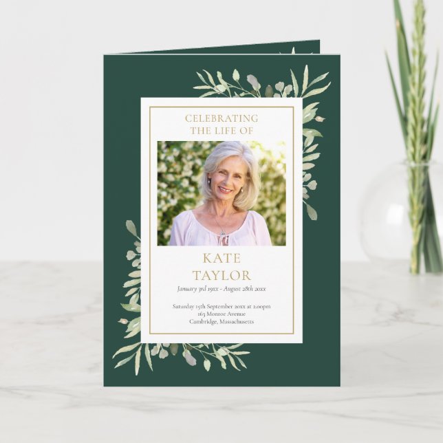 Grey Folded Funeral Memorial Order of Service Program (Framsida)