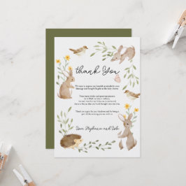 Grey forest animals Baby Shower Tack you Card Inbjudningar