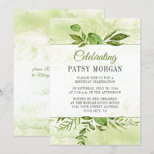 Grey Framed Watercolor Stänk Birthday Inbjudningar