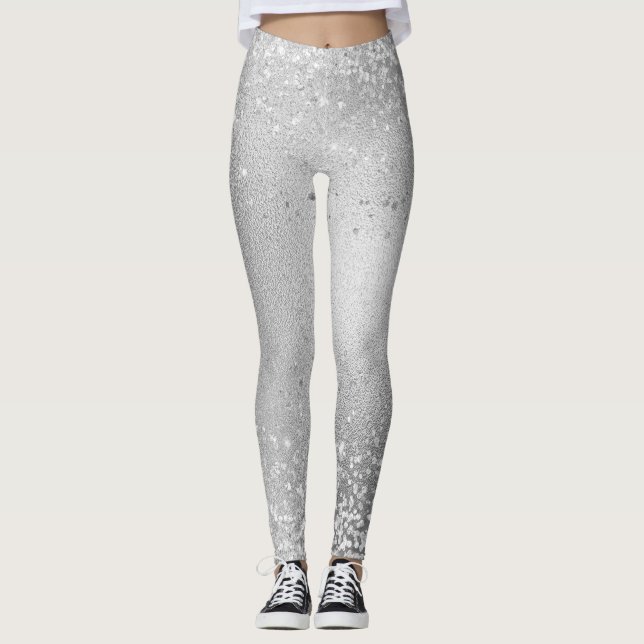 Grey Glitter Sparkles Leggings (Framsida)