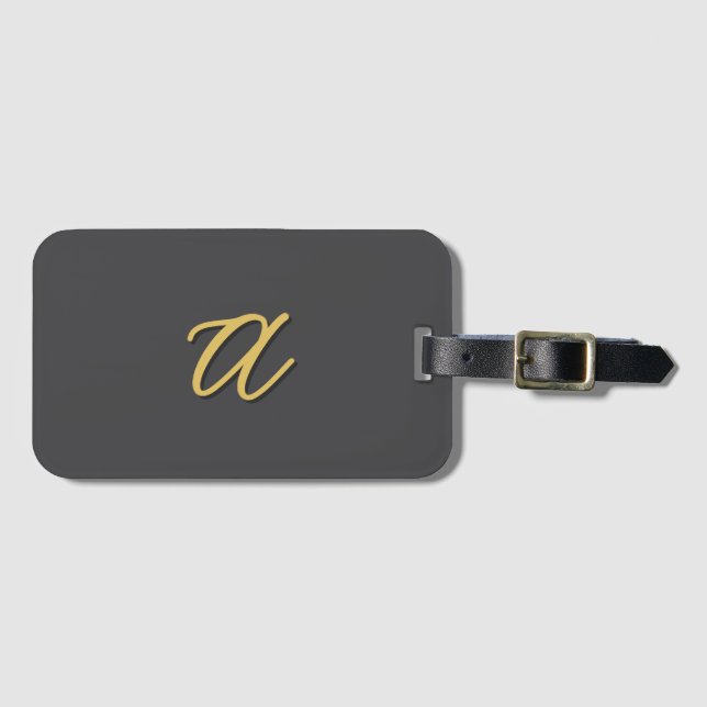 Grey Gold Color Monogram Professional Bagagebricka (Framsida horisontal)