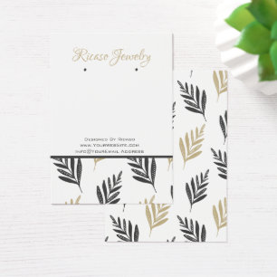 Grey Gold Leaf Pattern Earring Background Visitkort