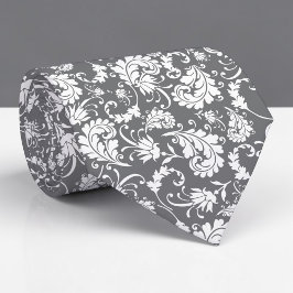 Grey Gray Floral Pattern Custom Necktie Slips