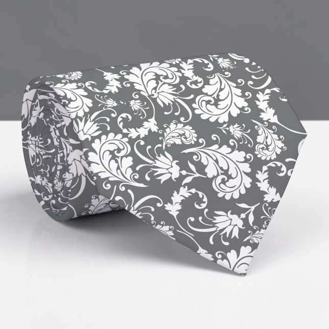 Grey Gray Floral Pattern Custom Necktie Slips (Skapare uppladdad)