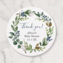 Grey grönt löv dammblått blommigt botaniskt gåvor etiketter