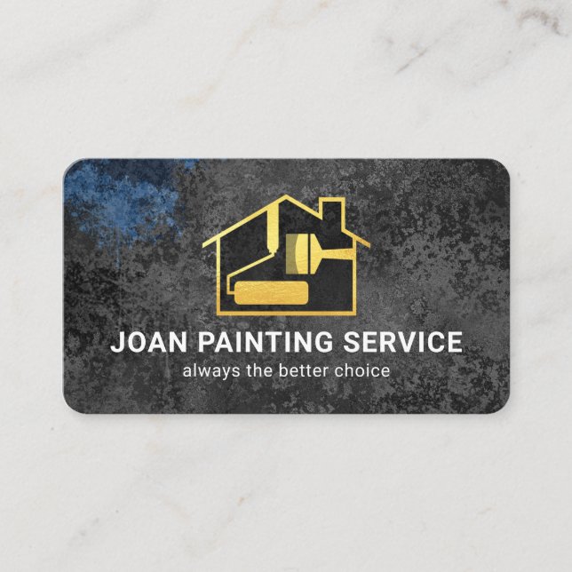 Grey Grunge Paint Painter Service Visitkort (Framsida)