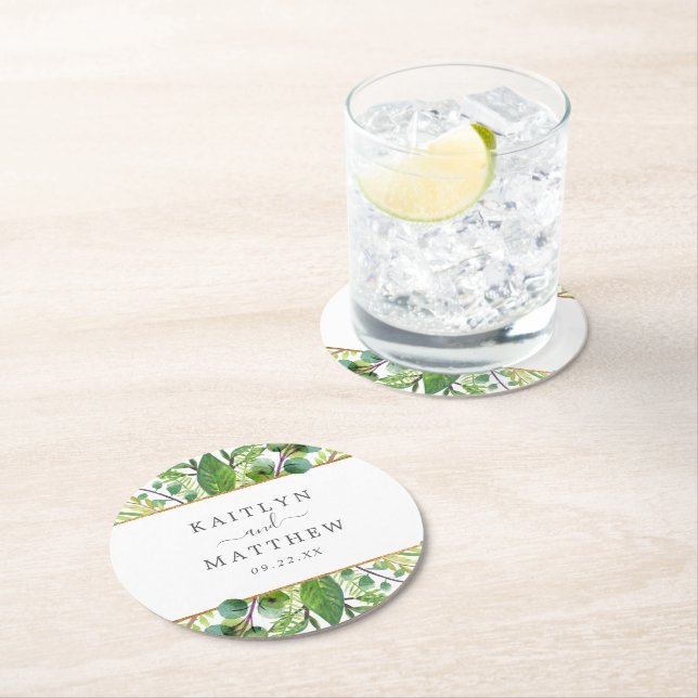 Grey & Guld Bröllop-samlingen Underlägg Papper Rund (Insitu)