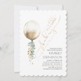 Grey Guld Glitter-ballongen - överraskningsbabystö Inbjudningar