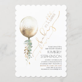 Grey Guld Glitter-ballongen - överraskningsbabystö Inbjudningar
