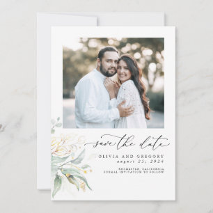 Grey Guld Lämnar Boho Spara datumfoto Datumet