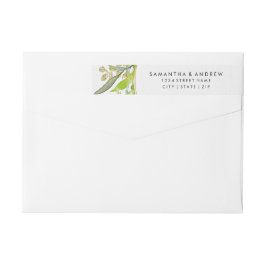 Grey & Guld Löv, vattenfärgen Bröllop Etikettband