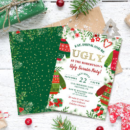 Grey Guld Ugly Sweater Party jul Helgdag Inbjudningar