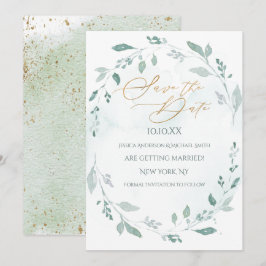 Grey Guld Watercolor Spara datum Inbjudningar