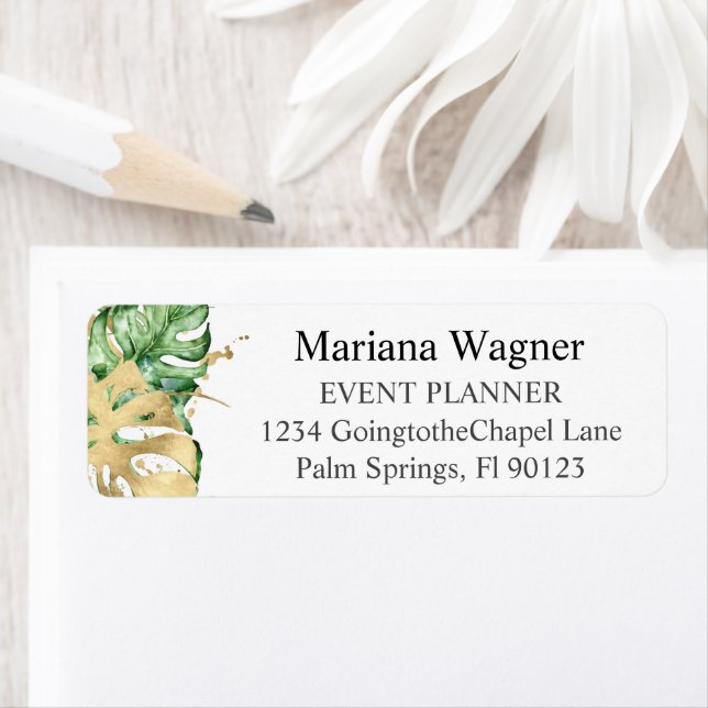 Grey Handflatan Löv Guld om vit verksamhet Returadress Etikett (Insitu)