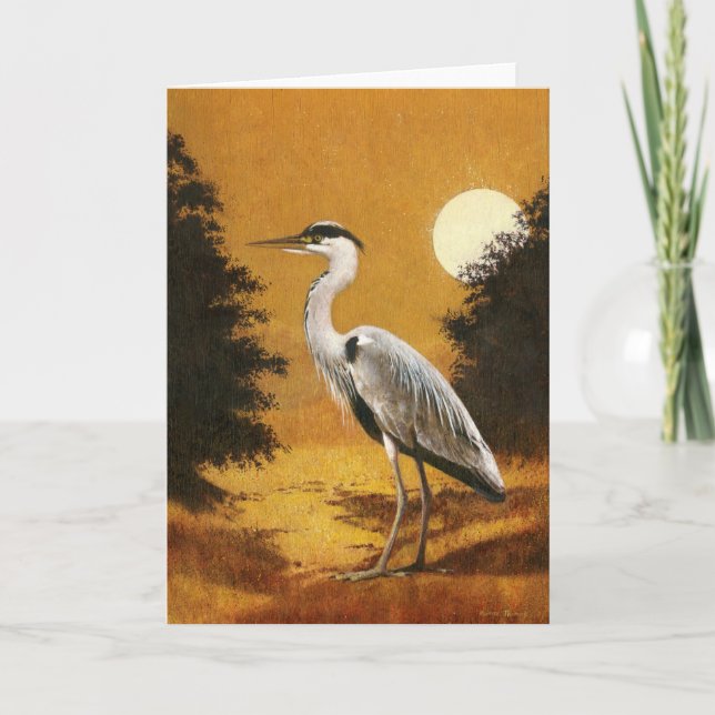 Grey Heron Greetings Card Kort (Framsida)