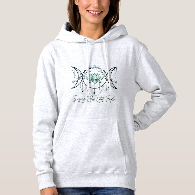 Grey Hoodie, Triple Goddess & Lotus Green  T Shirt (Framsida)