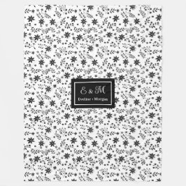 Grey Hues Floral Blanket Modern Custom Name Style Fleecefilt