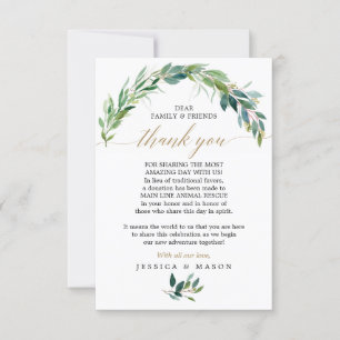 Grey in Lieu of Favors Tack Place Card Meddelande