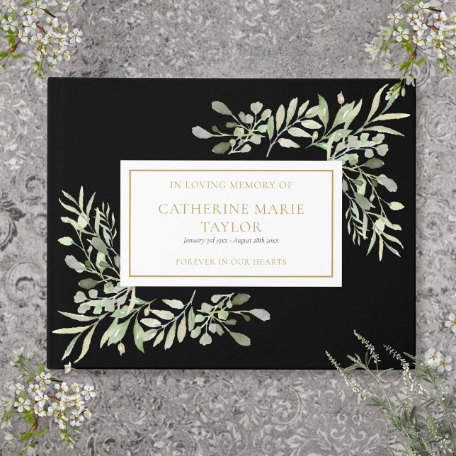 Grey in Loving Memory Memorial Funeral Gästböcker (Greenery In Loving Memory Memorial Funeral Guest Book)