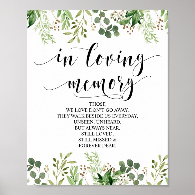 Grey in Loving Memory Memorial Sign Poster (Framsidan)