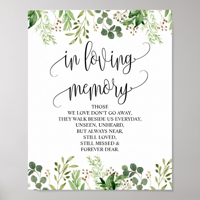 Grey in Loving Memory Memorial Sign Poster (Framsidan)