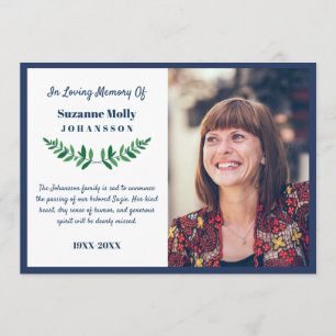 Grey in Loving Memory Photo Notice Inbjudningar