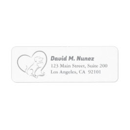 Grey Line Art Cat And Dog with Personalized Name Returadress Etikett