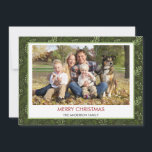 Grey Löv Modern Simple God jul Julkort<br><div class="desc">Greenery Grönt Löv Modern Simple God jul Helgdag Photo Card. Bild och familjen namn kan bytas ut mot detta enkla och elegant Greenery-julkort för fotopapper.</div>