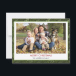Grey Löv Modern Simple God jul Julkort<br><div class="desc">Greenery Grönt Löv Modern Simple God jul Helgdag Photo Card. Bild och familjen namn kan bytas ut mot detta enkla och elegant Greenery-julkort för fotopapper.</div>