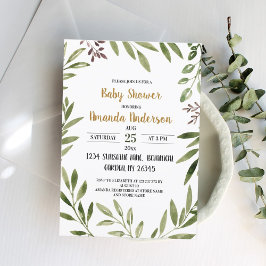 Grey Löv Watercolor Baby Shower Inbjudningar