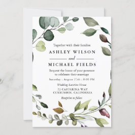 Grey Löv Watercolor Modern Bröllop Inbjudningar