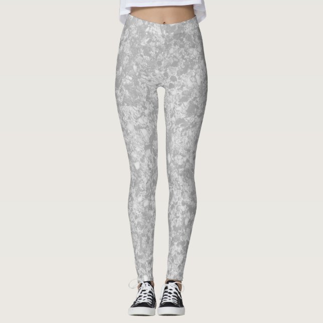 Grey Marble Patterned Leggings  (Framsida)