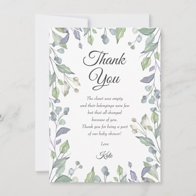 Grey med Dikt Lilac Baby Shower Tack (Framsida)