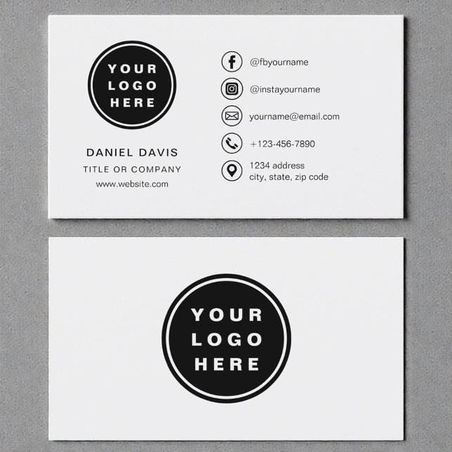 Grey Minimalist Logo Social Media Icons Visitkort (Skapare uppladdad)