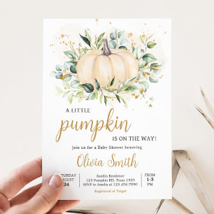 Grey Minimalist Pumpkin Baby Shower Inbjudningar