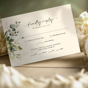 Grey Minimalist Script-svarskort för Bröllop OSA