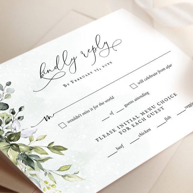 Grey Minimalist Script-svarskort för Bröllop OSA (Skapare uppladdad)