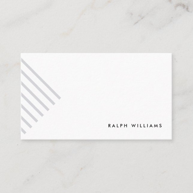 Grey minimalist simple elegant modern lines card visitkort (Framsida)