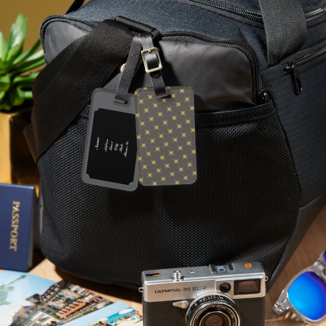 Grey Modern Luggage Tag Bagagebricka (Fram & Baksida)