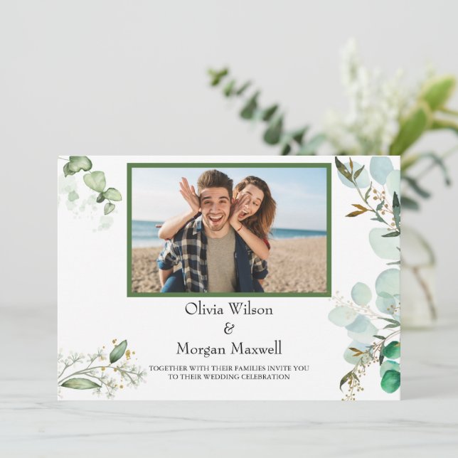 Grey Modern Photo Spara datuminbjudan Inbjudningar (Stående Fram)