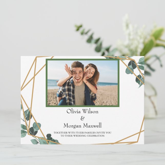 Grey Modern Photo Spara datuminbjudan Inbjudningar (Stående Fram)