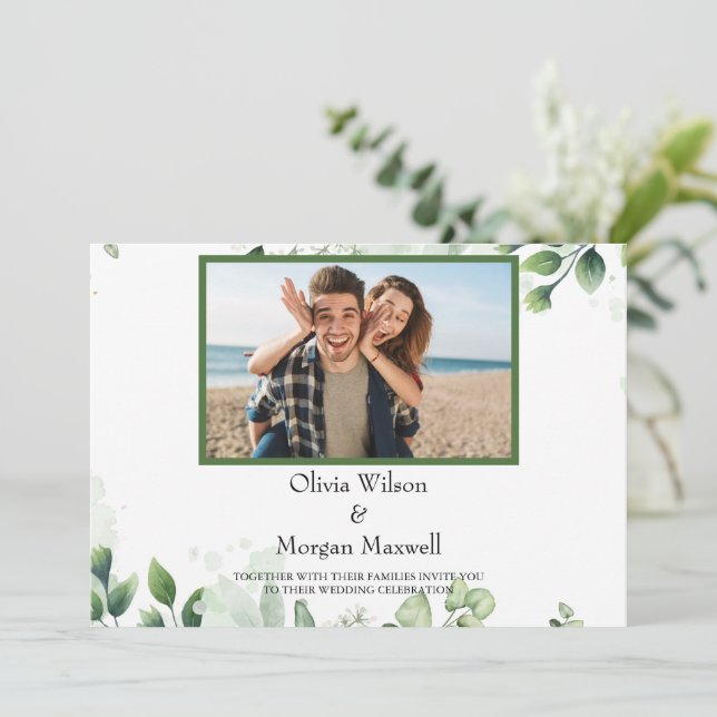 Grey Modern Photo Spara datuminbjudan Inbjudningar (Stående Fram)