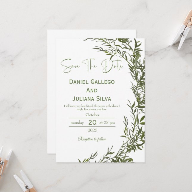 Grey Modern Spara datuminbjudan Inbjudningar (Fram/Back In Situ)