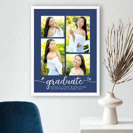 Grey Navy Blue Studenten 4 Photo Script Hearts Gir Poster