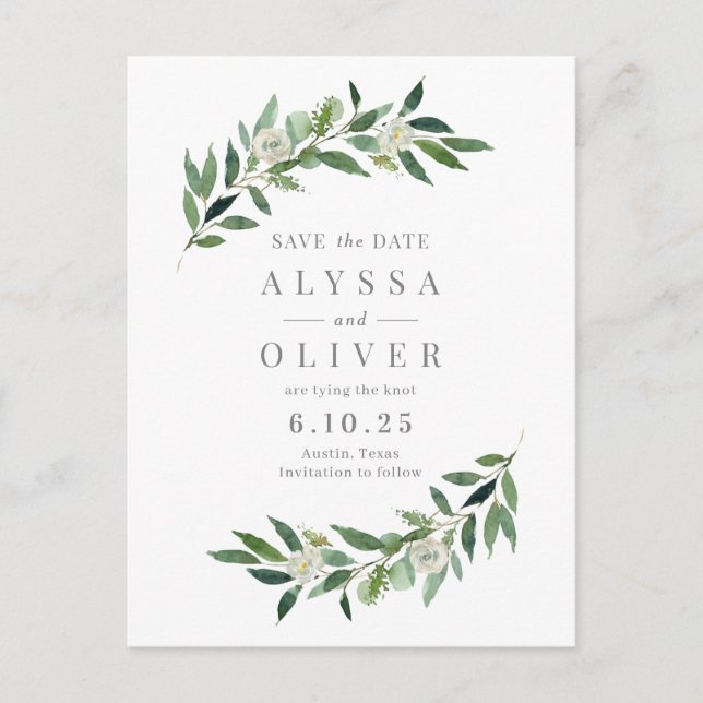 Grey no Photo Save Date Postcard Vykort (Framsida)