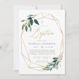 Grey och geometric ram baptism inbjudan