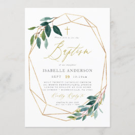 Grey och geometric ram baptism inbjudan