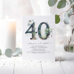 Grey och Guld 40:e födelsedagsinbjudan Inbjudningar<br><div class="desc">Greenery och guld foliage 40-åriga festinbjudningar</div>